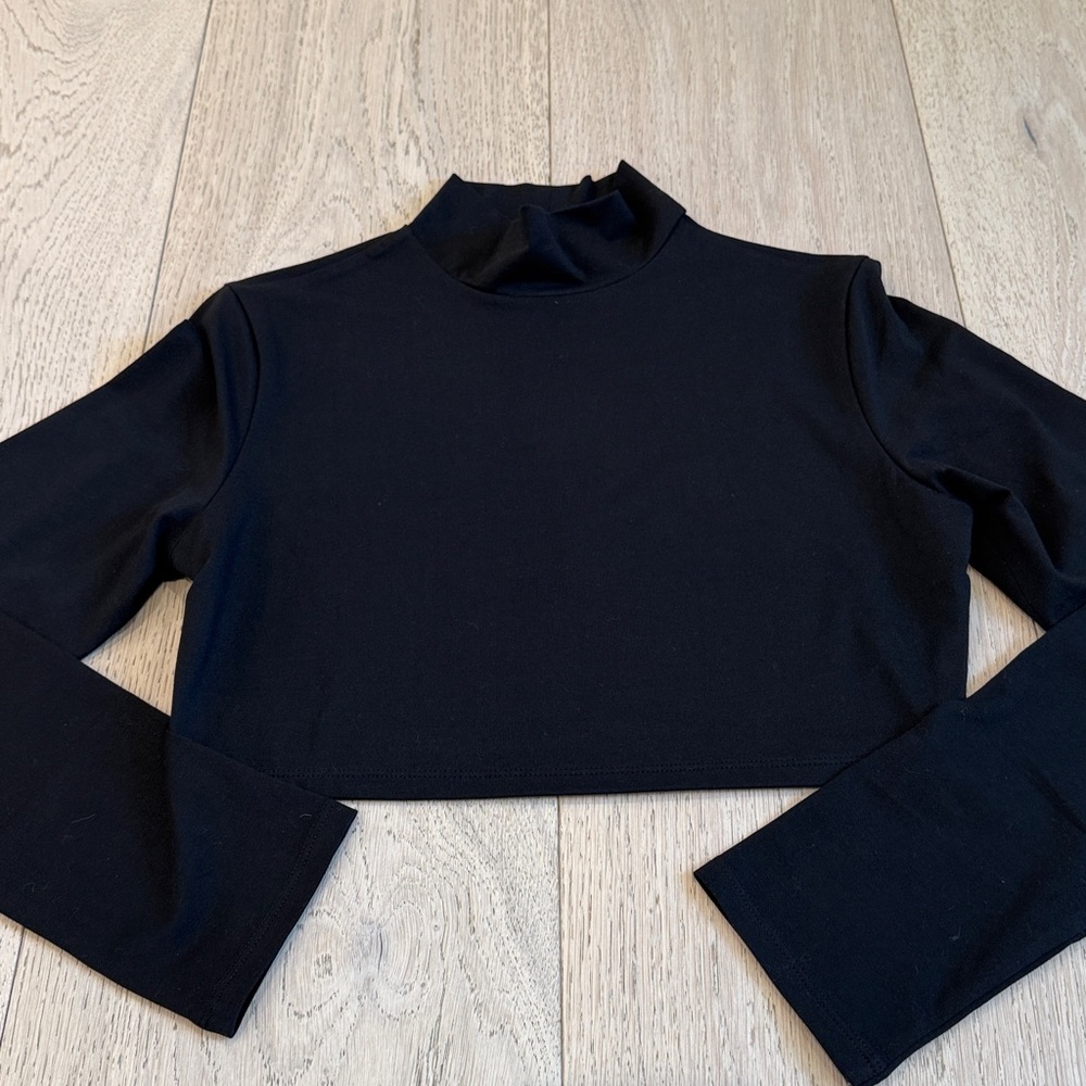 Express Black Long Sleeve Crop Top